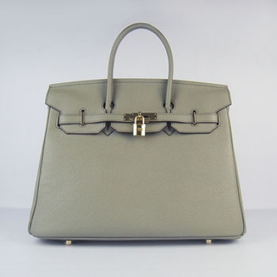 Hermes Birkin 30Cm Togo Leather Handbags Dark Grey Gold