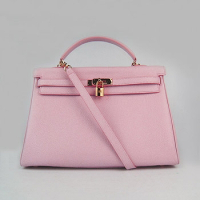 Hermes Kelly 35Cm Togo Leather Handbag Pink/Gold