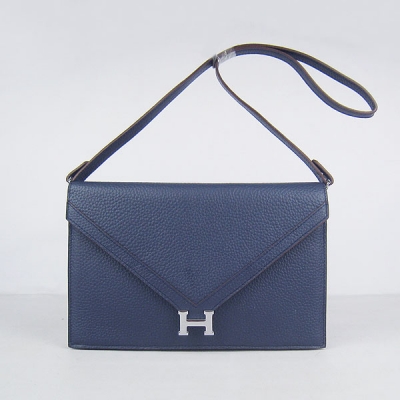 Hermes Message Bag Dark Blue With Silver Hardware